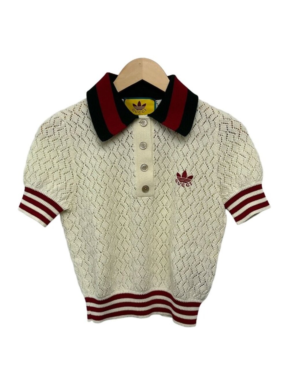 Gucci Short Sleeve Polo Shirt XXS XS Ivory Green